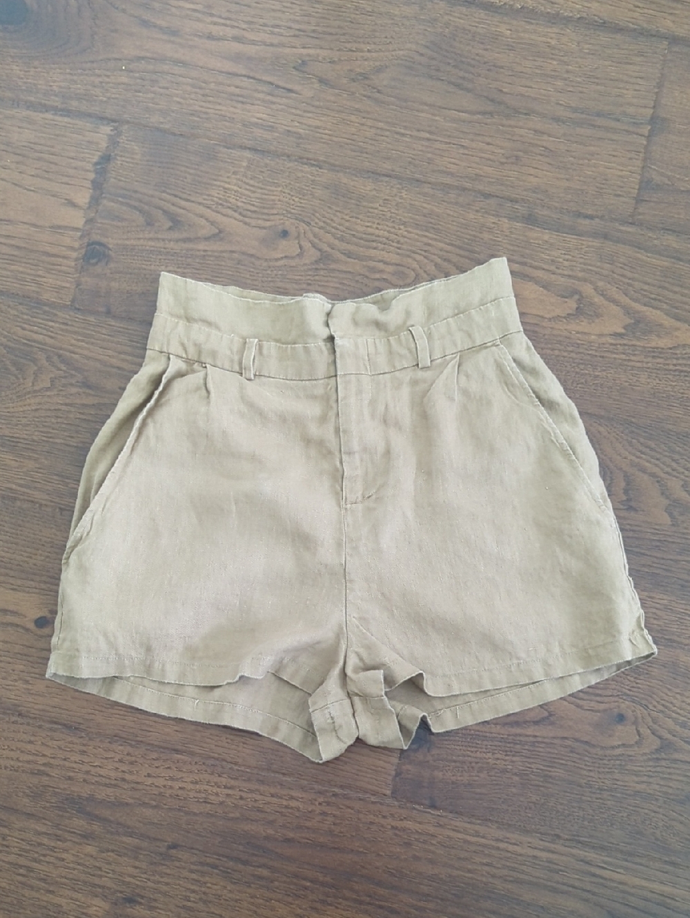 Reformation 100% Linen High Rise Shorts Tan Size 6 Sustainable Lightweight Beach